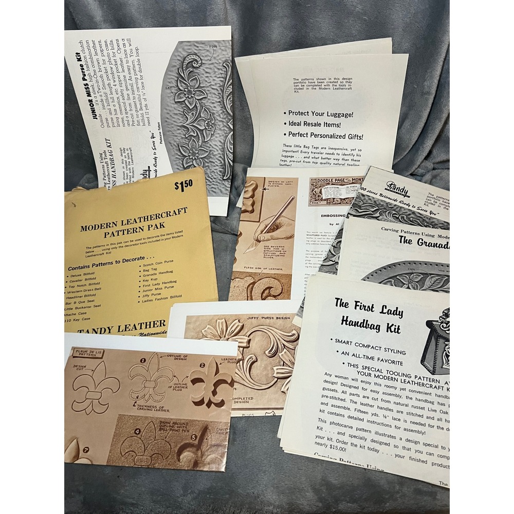 Vintage Tandy Leathercraft Pattern Pak Al Stohlman Leather Tooling Ephemera